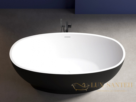 ванна акриловая свободностоящая abber ab9207mb, черный матовый/белый