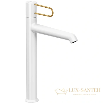 смеситель jacob delafon odeon rive gauche e21030-gld-00 для раковины с донным клапаном, золотой/белый