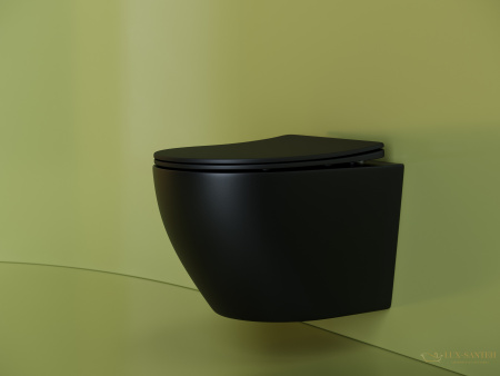 унитаз подвесной ceramica nova uno cn11001mb, безободковый, с сиденьем микролифт, черный матовый