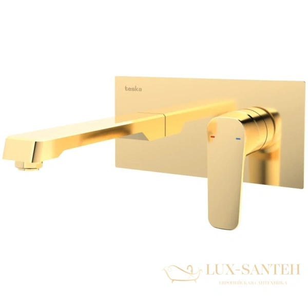 смеситель для раковины teska quarsar e5107 без донного клапана, золотой