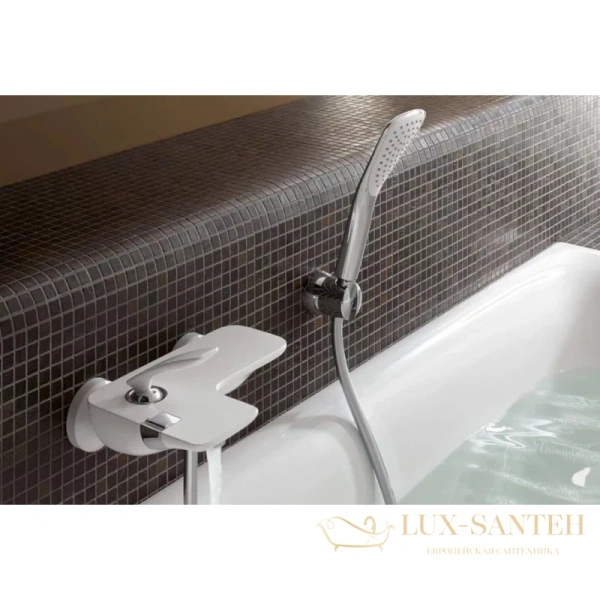 смеситель kludi balance white 524459175 для ванны, хром/белый