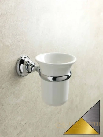 стакан керамический stil haus smart sm10(02-bi) настенный, хром-золото-белая керамика