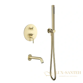 душевая система встраиваемая для ванны aquame aqm8406bg, золото брашированное