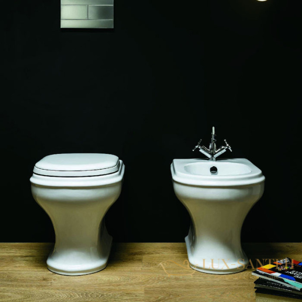 биде напольное azzurra charme, chbit000000mbi/(cha500 bi)*1, 52х40см, с 1отв для смесителя, c креплением kit 2000 cf, цвет белый