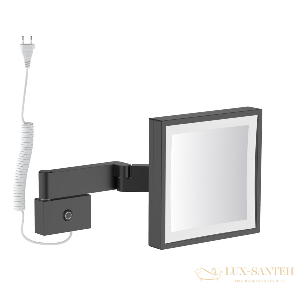 косметическое зеркало timo saona 14076/03, х-5 кратное увеличение, 220 в, холодный свет, с возможностью скрытого подключения, черный матовый