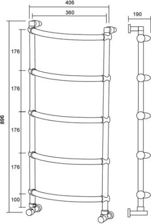 полотенцесушитель водяной margaroli luna 432-5 4323605cr, высота 89.6 см, ширина 40.6 см, хром