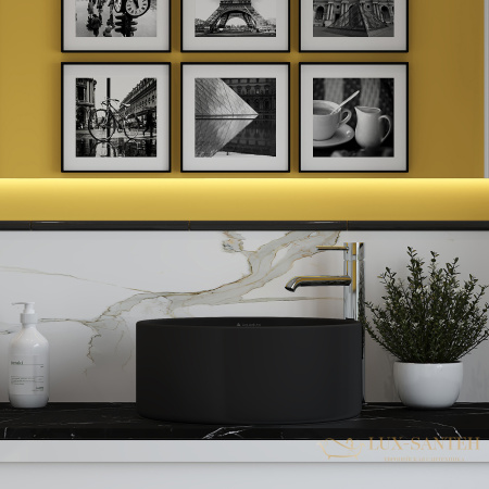 раковина накладная aqueduto espiral, esp0140, круглая d400, черный матовый