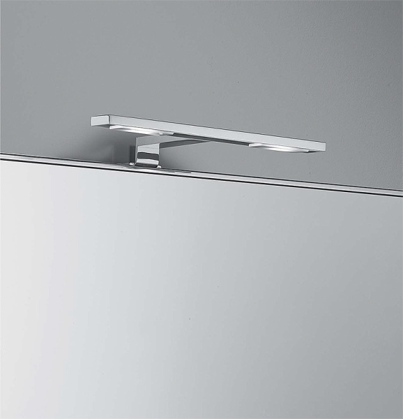 зеркало colombo design gallery b2060 90x50 см со светильником в металлической раме, нержавеющая сталь полированная