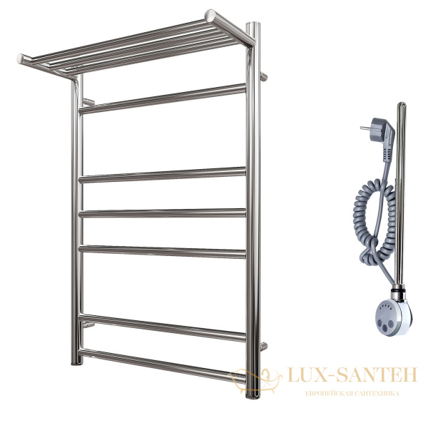 полотенцесушитель 500x800 электрический point аврора pn10158pe п6 с полкой левый/правый, хром