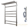 полотенцесушитель 500x800 электрический point аврора pn10158pe п6 с полкой левый/правый, хром