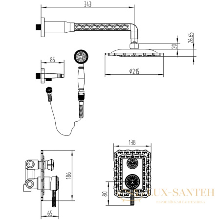 душевая система milacio vitoria mc.105.sl, серебро