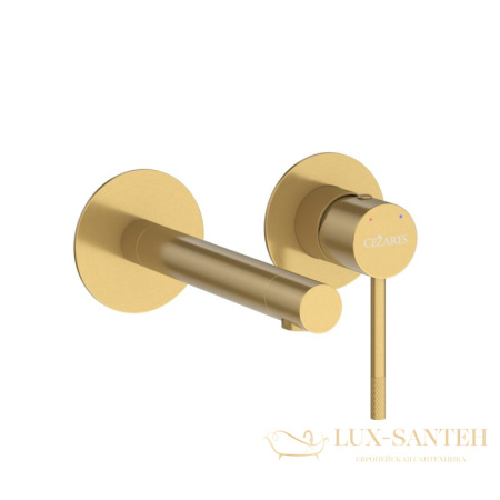 смеситель для раковины встраиваемый cezares relax-bli2-2-boro-w0, со встроенной частью, без донного клапана, золото брашированное