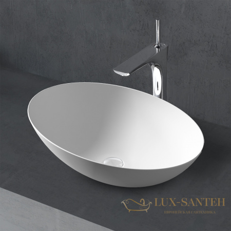 раковина накладная abber stein as2609, 50х35 см, белый матовый