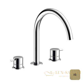 смеситель для раковины на 3 отверстия e214004.hb, без донного клапана, латунь брашированная pvd