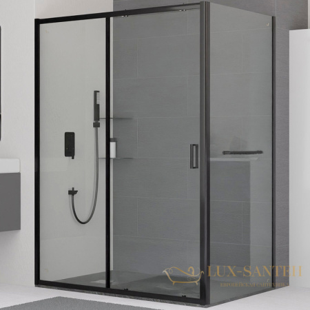 душевой уголок rgw classic 320948130-014 cl-48-1b 130x100, профиль черный, стекло прозрачное