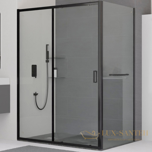 душевой уголок rgw classic 320948138-014 cl-48-1b 130x80, профиль черный, стекло прозрачное