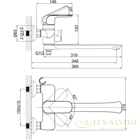смеситель d&k venice.gondola da1023301 для ванны, хром
