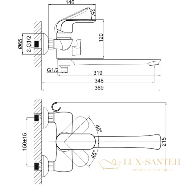 смеситель d&k venice.gondola da1023301 для ванны, хром