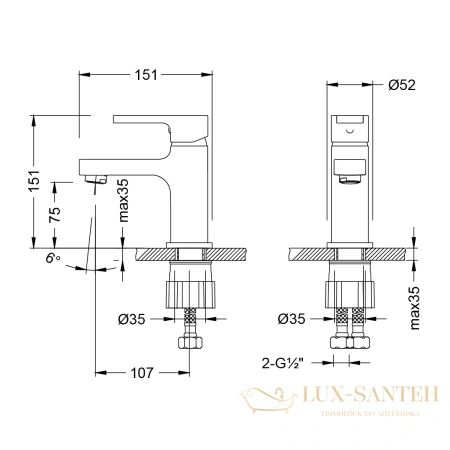 смеситель для раковины lemark aura lm0606ch, хром