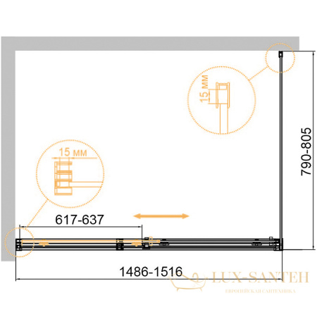 душевой уголок cezares duet soft-m duet soft-m-ah-1-150/80-c-cr 150x80 профиль хром, стекло прозрачное
