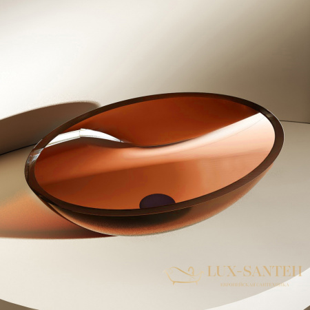 раковина накладная прозрачная abber kristall at2802opal, 50х35 см, коричневый