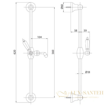 душевой гарнитур cezares nostalgia nostalgia-sd-03/24-bi, золото 24 карата