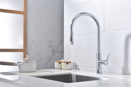 смеситель для кухни сенсорный с выдвижным изливом paulmark senso se215180-cr, хром