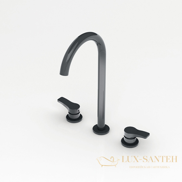 смеситель для раковины, fantini al/23, 26 13 b206wf, 3 отв., без донного клапана, излив 160мм, черный матовый