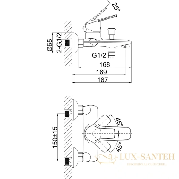 смеситель d&k bayern.arbeo da1243201 для ванны, хром