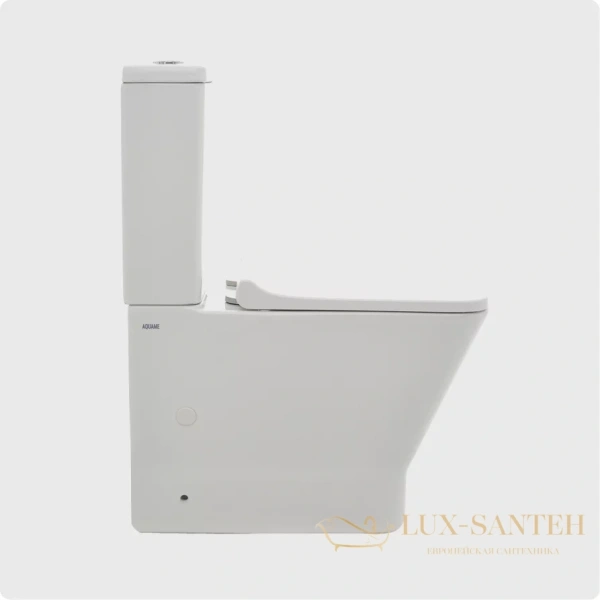унитаз напольный безободковый aquame aqm1005, в комплекте c сиденьем softclose, горизонтальный выпуск, белый глянцевый