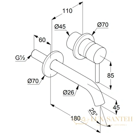 смеситель kludi bozz 38244n076 для раковины, встраиваемый, золото матовое 