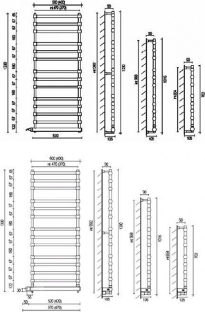 полотенцесушитель электрический margaroli sole 370-564-11 box 56437011, высота 133 см, ширина 47 см, хром