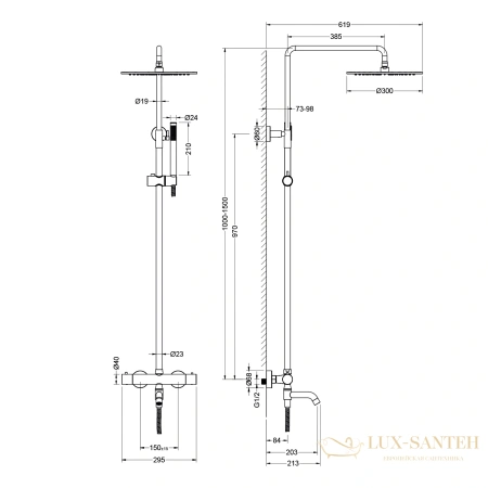 душевая система для ванны термостатическая timo saona sx-2380/16, белый матовый