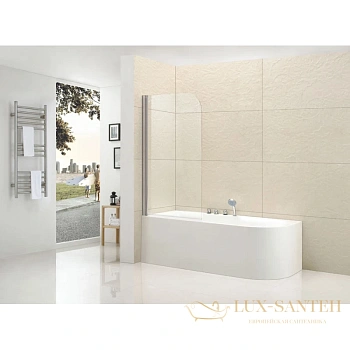 шторка для ванны cezares eco-v-1 eco-v-1-80/140-p-cr-l 80 см, стекло рифленое