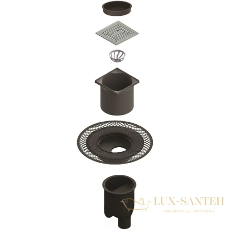 душевой трап berges platz uno 090069 99x99/50 мм, матовый хром