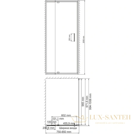 душевой уголок wasserkraft berkel 48p29 75-85х100 см 