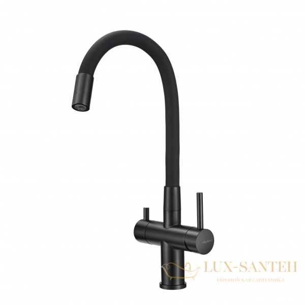 смеситель для кухни под фильтр с гибким изливом milacio ultra mcu.560.tbb, total black/черный