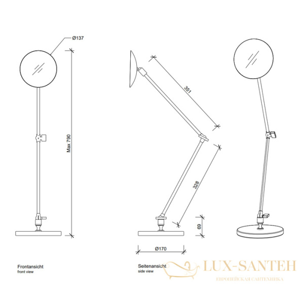 косметическое зеркало настольное decor walther round spt 70 0102800, увеличение x5, хром