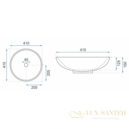 раковина rea fiori rea-u6520 41х41 см, голубой/белый