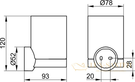 держатель стакана keuco reva, 12850019000, в комплекте с хрустальным стаканом, хром