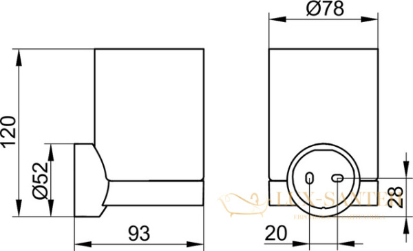 стакан хрустальный для зубных щеток подвесной keuco reva 12850019000, хром