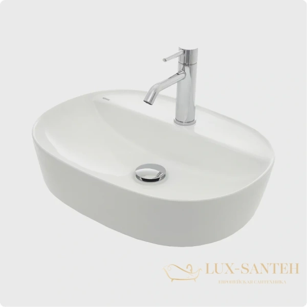 раковина накладная aquame aqm5002, 505*385 мм, 1 отверстие под смеситель, белый глянцевый