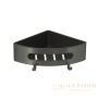 полка для душа угловая lemark shelf line 9776048,  с крючками и вставкой из пластика, графит