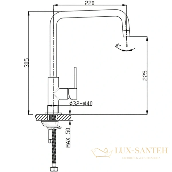 смеситель timo saona 2306f chrome для кухни, хром