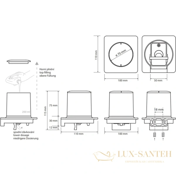 дозатор для жидкого мыла bemeta organic 167109260 200 мл, настенный, черный матовый