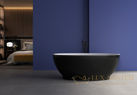 ванна акриловая свободностоящая abber ab9207mb, черный матовый/белый