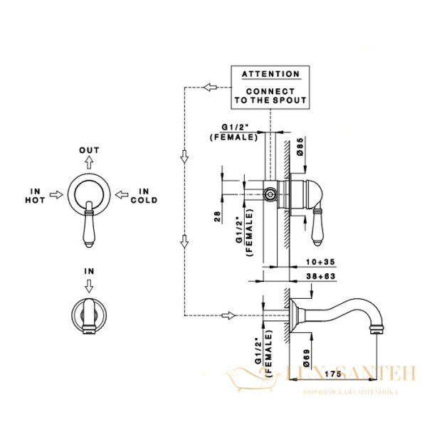 cмеситель для раковины, nicolazzi el capitan, 3478bz75, однорычажный, встраиваемый, bronze plated