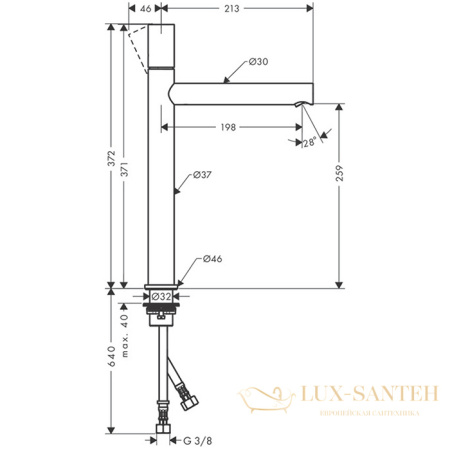 смеситель для раковины 260, axor uno, 45004000, с донным клапаном, хром