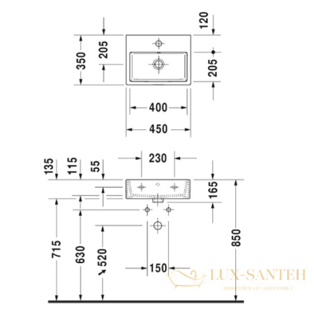 раковина duravit vero air 0724450000 450х350 мм, белый