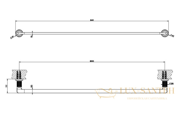 полотенцедержатель gessi inciso 58505.299 80 см, black xl